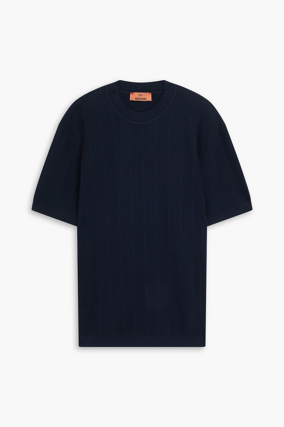 Missoni Wave-pattern Crew-neck T-shirt In Navy
