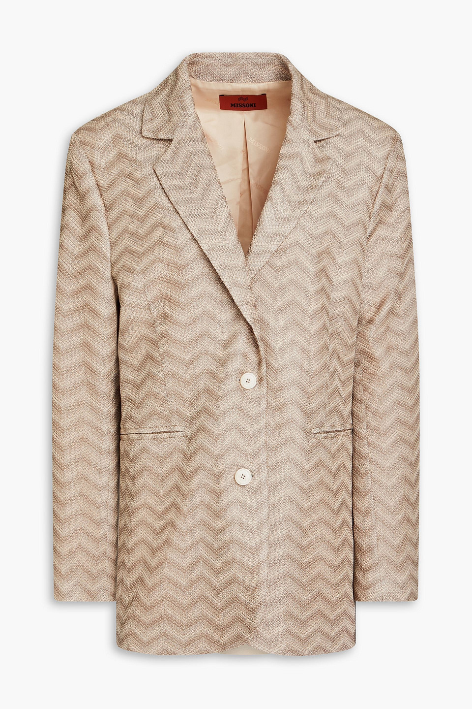 Missoni Crochet-knit Cotton Blazer In Mushroom