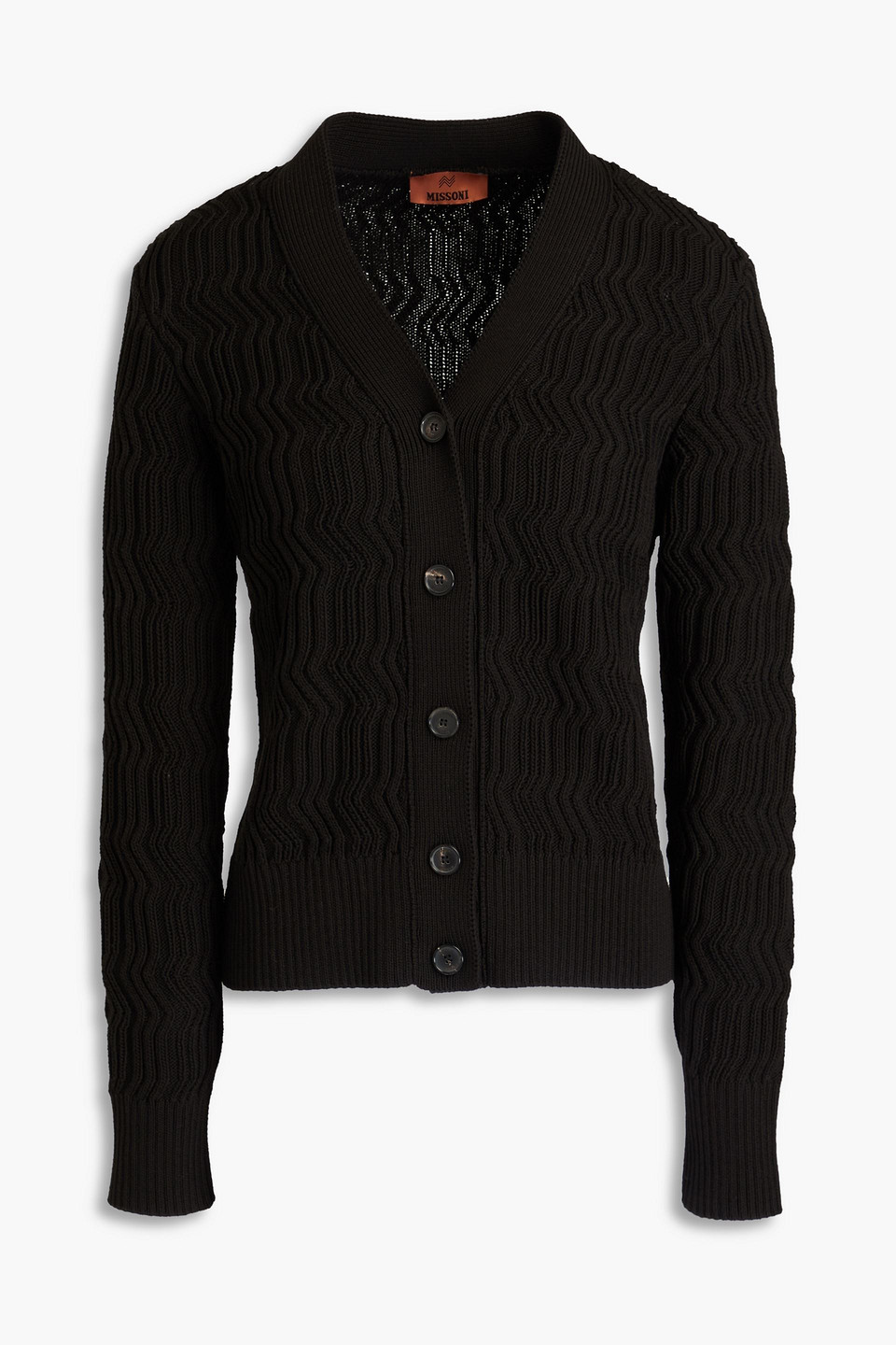 Missoni Ribbed Cotton Cardigan In Black