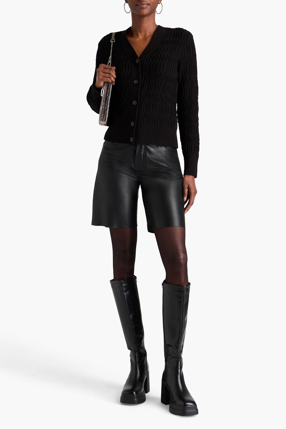 Missoni Ribbed-knit Cotton Cardigsn In Black