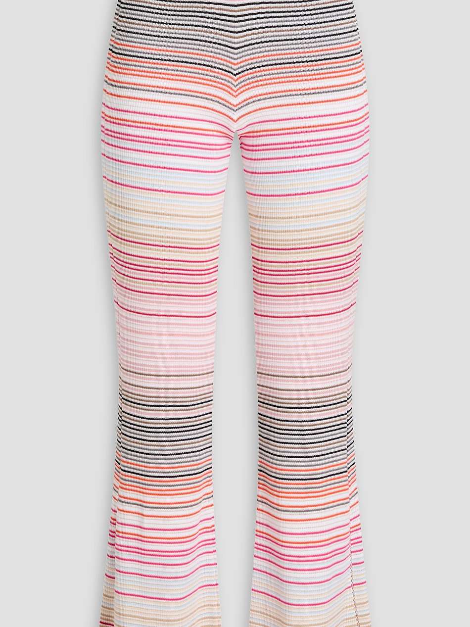 striped cotton-blend flared pants