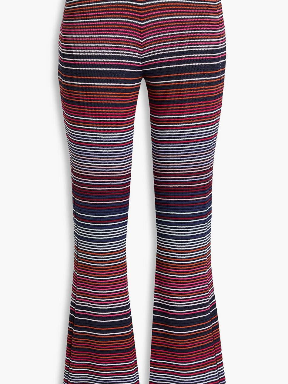 striped cotton-blend flared pants