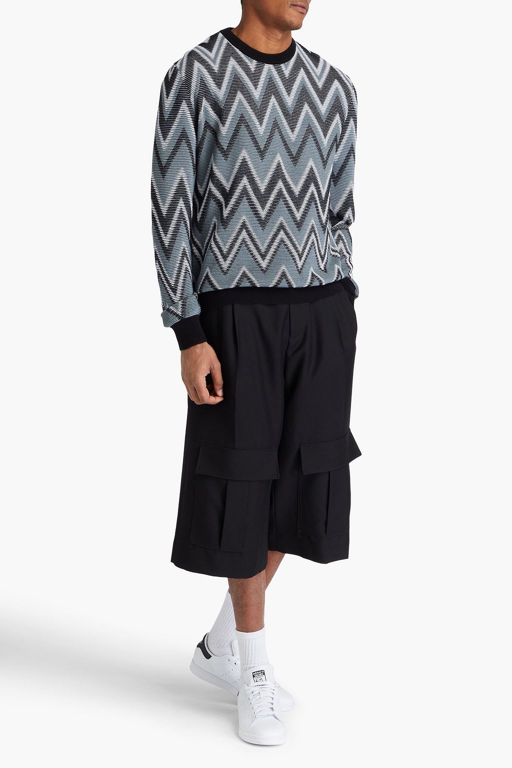 MISSONI 투톤 가죽 하이탑 스니커즈