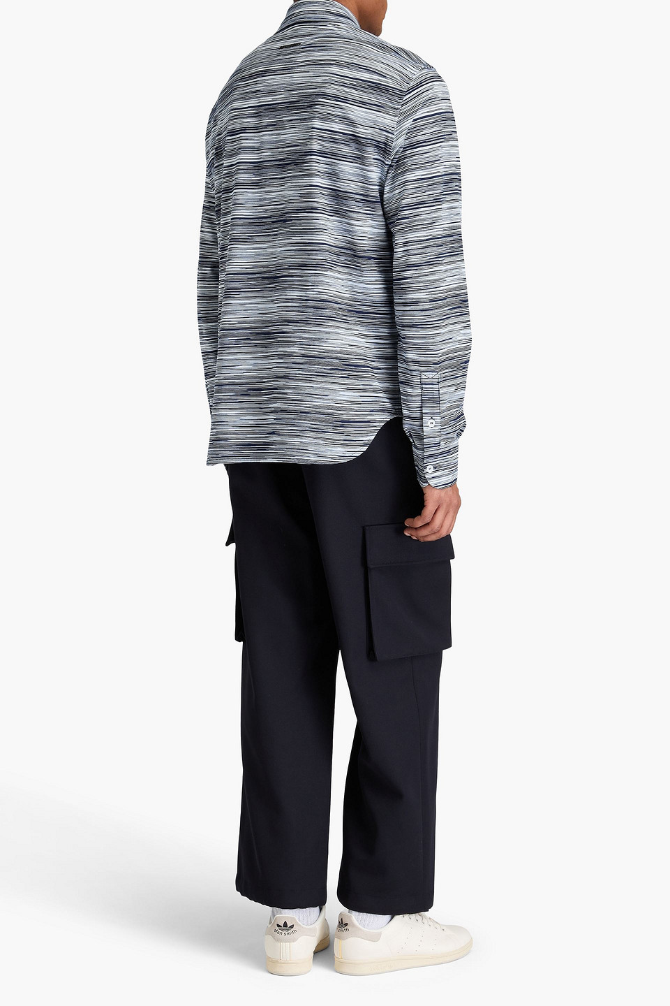 Missoni Space-dyed Cotton-jersey Shirt In Navy