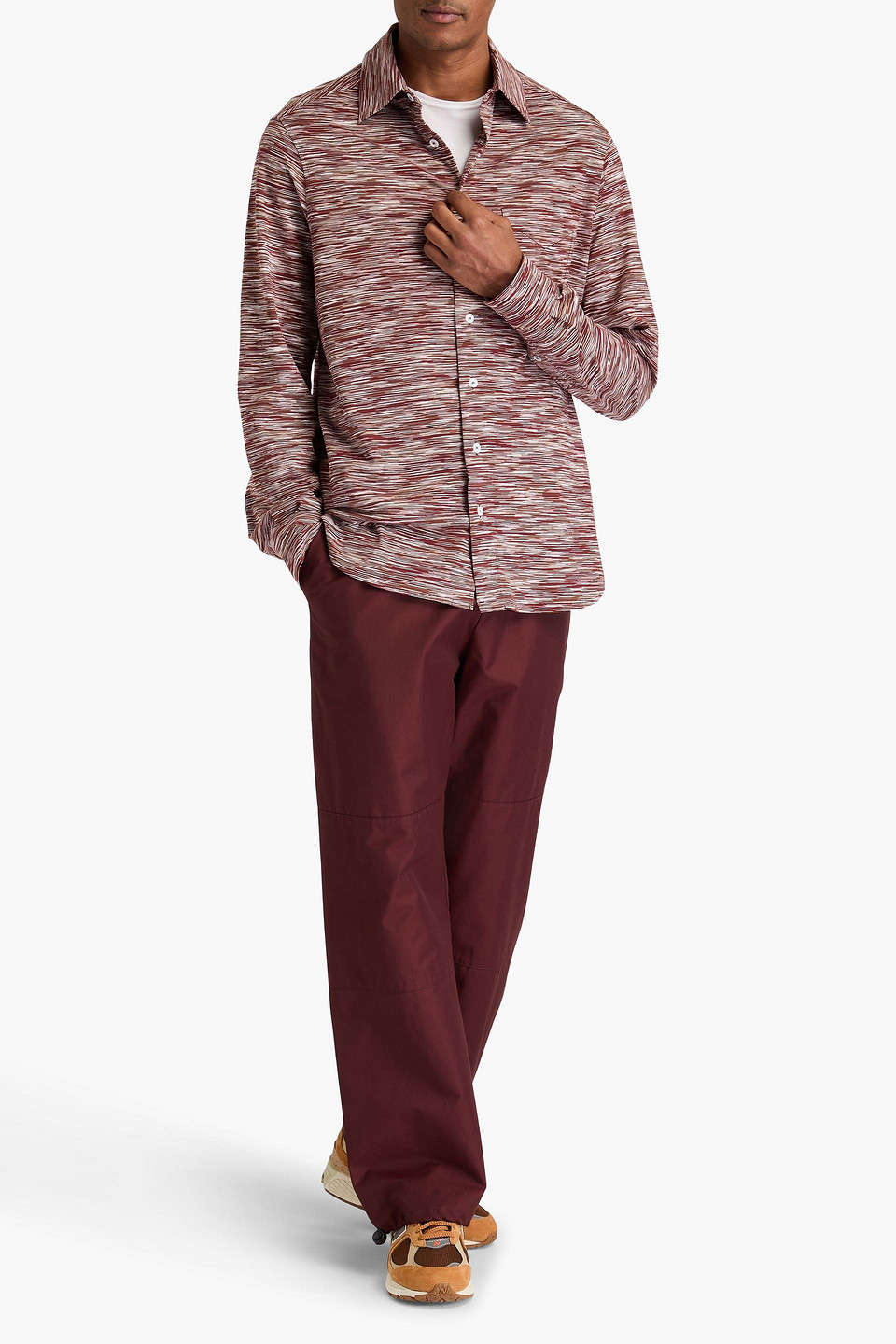 Missoni Space-dyed Cotton-jersey Shirt In Merlot