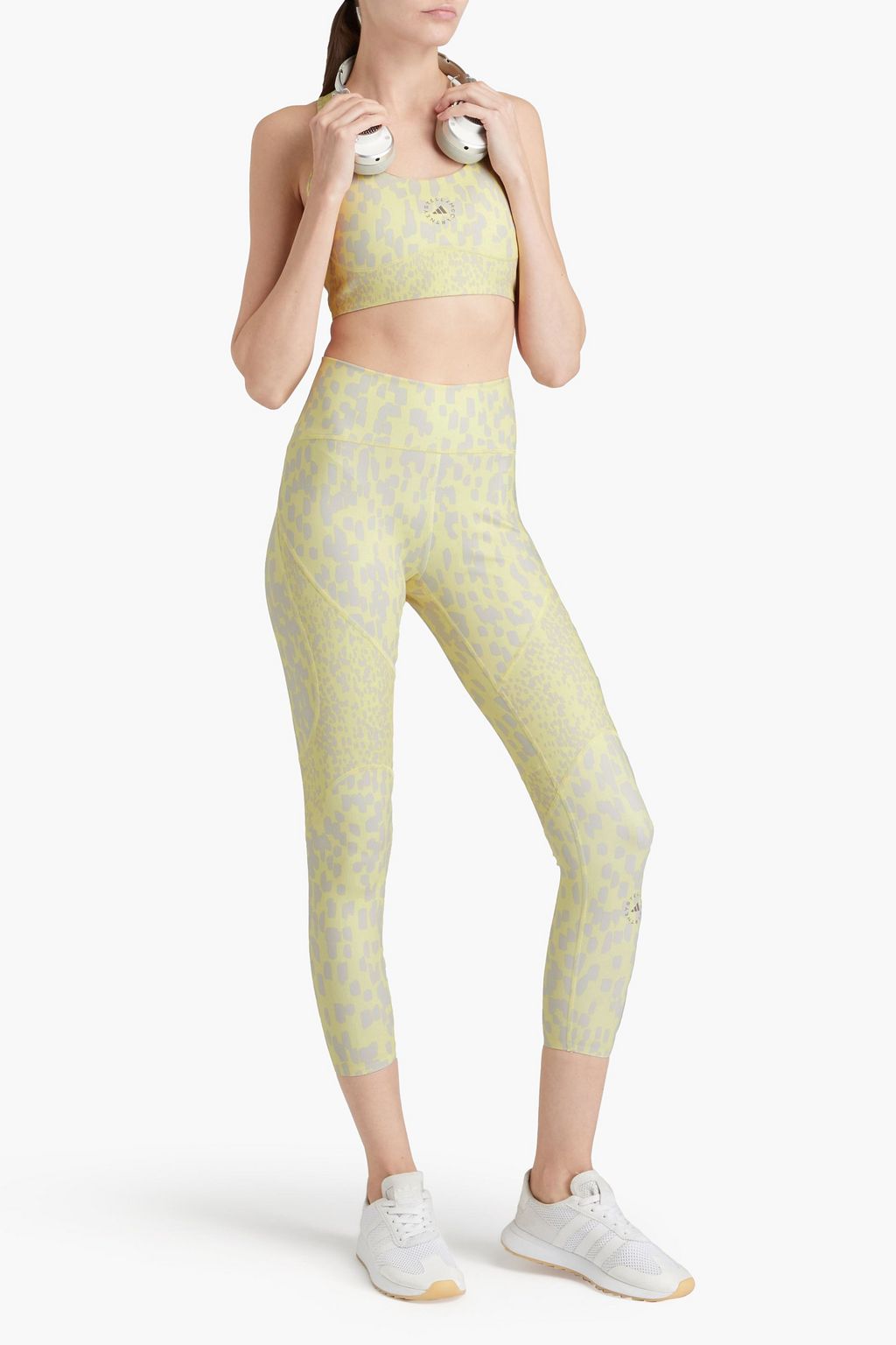 ADIDAS BY STELLA MCCARTNEY بنطال ضيق من نسيج مطاط ومزين بطبعات