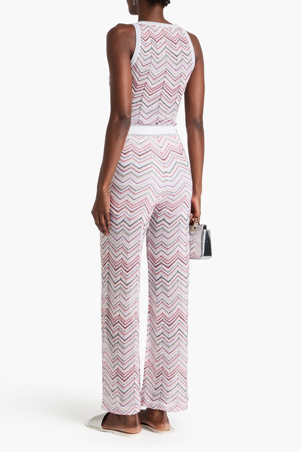 MISSONI بنطال بأرجل واسعة بحبكة كروشيه مزين بأقراص برّاقة