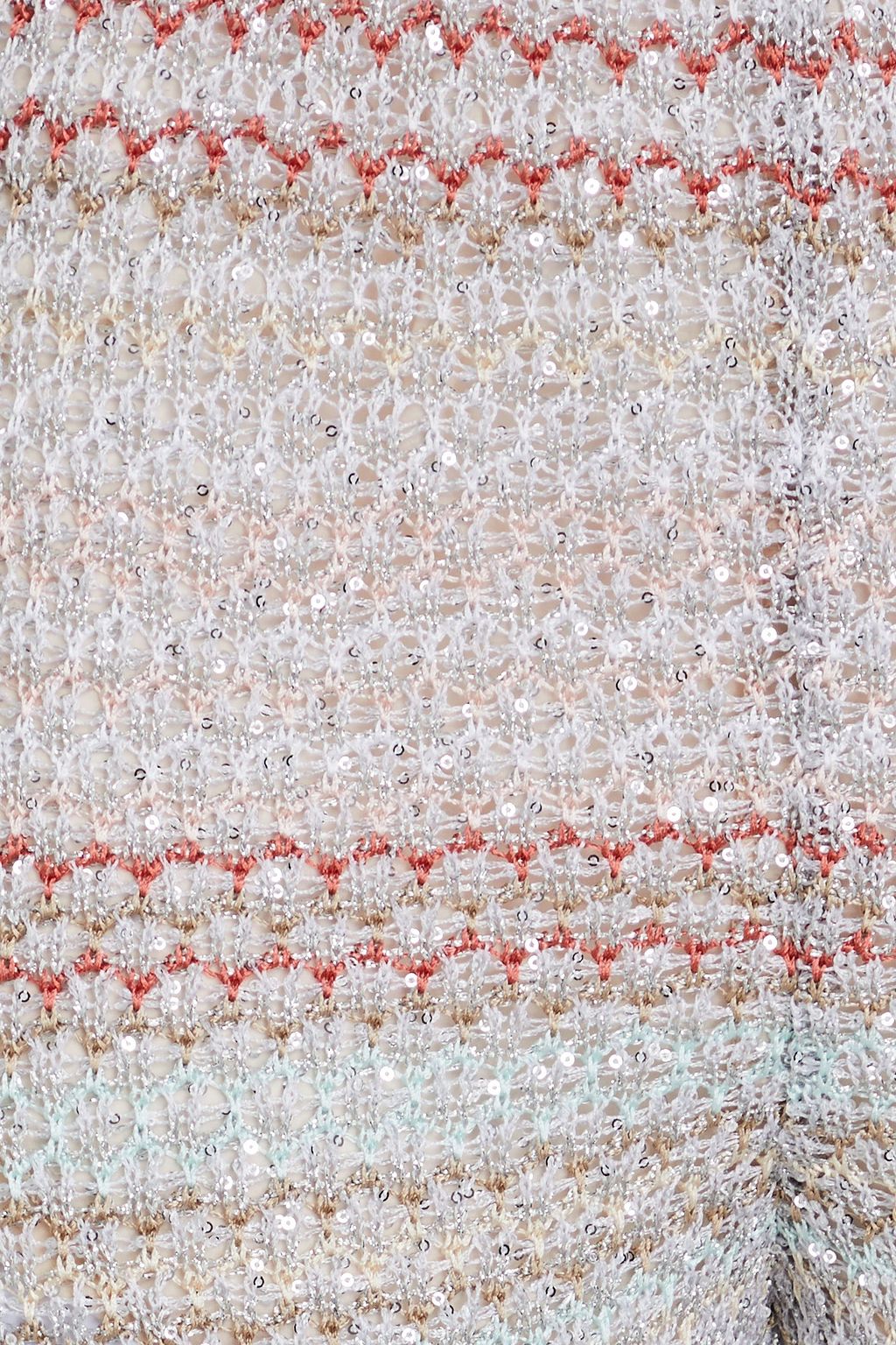 MISSONI Sequined striped crochet-knit flared pants