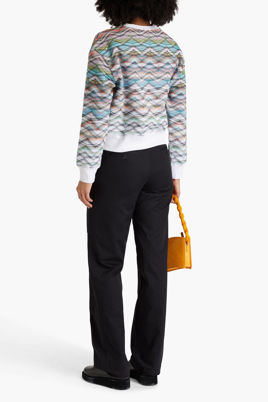 MISSONI كنزة رياضية من مزيج من القطن المحبوك بحبكة كروشيه بلون معدني