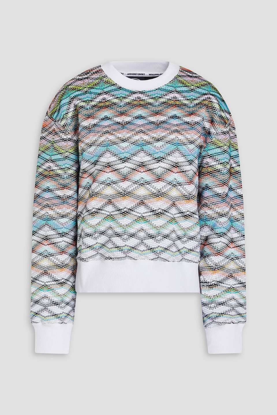 Missoni Metallic Crochet-knit Cotton-blend Sweater In Weiss