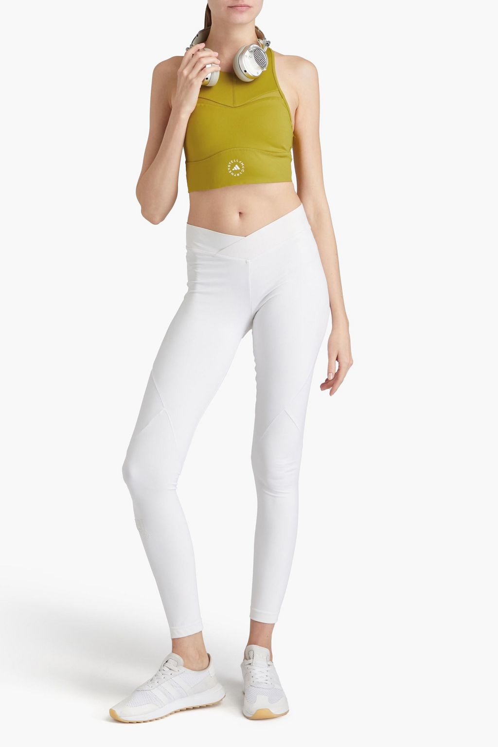 ADIDAS BY STELLA MCCARTNEY حمالة صدر رياضية مصنوعة من نسيج مطاط ومزينة بطبعة شعار العلامة