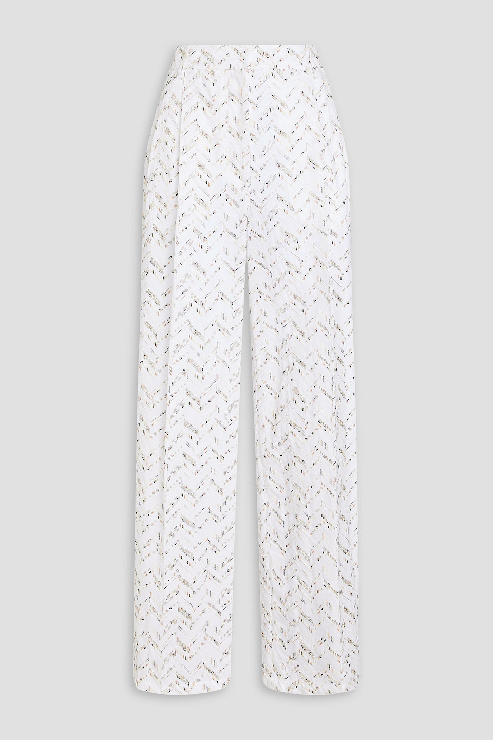 Shop Missoni Broderie Anglaise Cotton Wide-leg Pants In Weiss