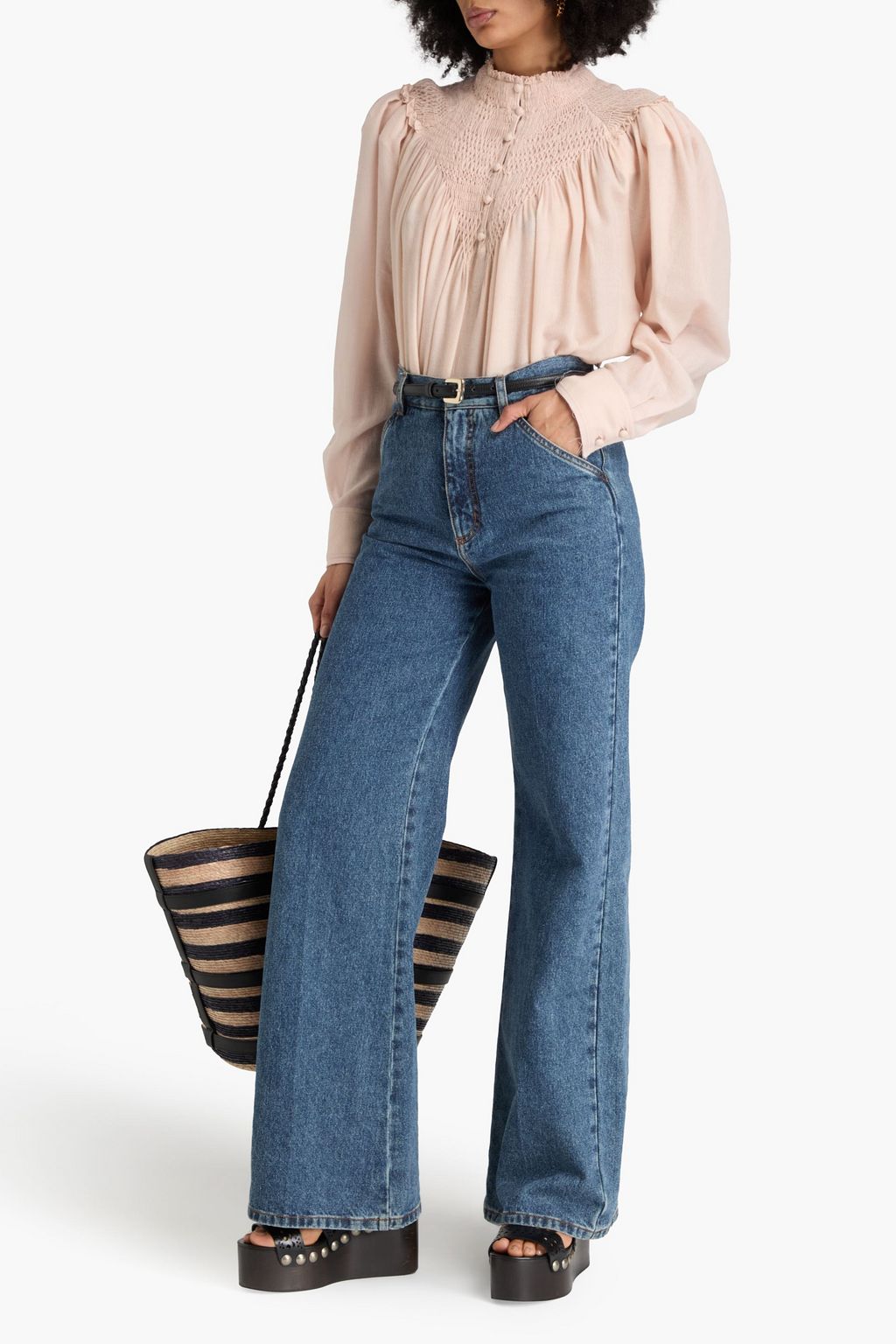 CHLOÉ ウールガーゼ ブラウス シャーリング入り