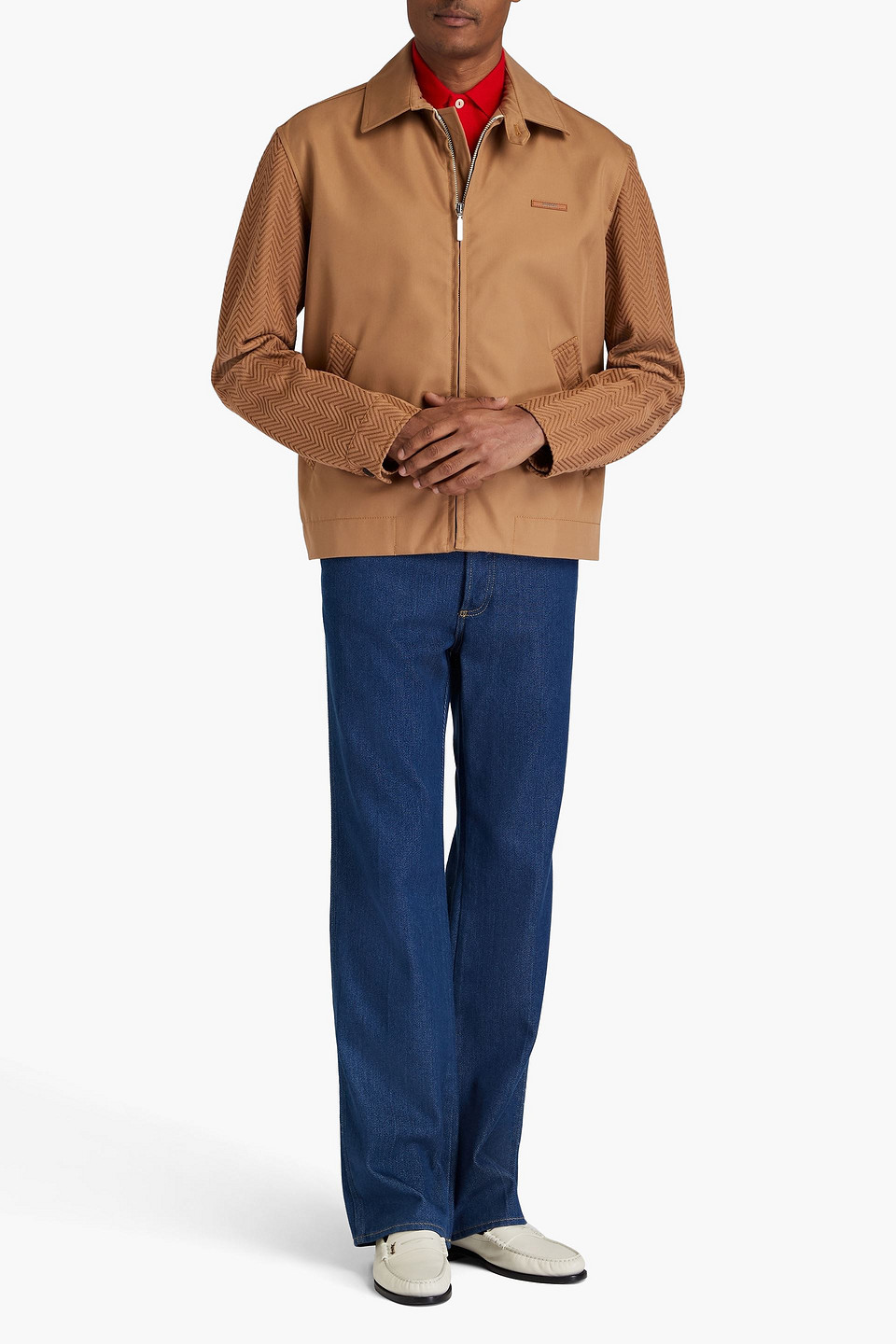 Missoni Crochet Knit-paneled Cotton-blend Twill Jacket In Camelfarben