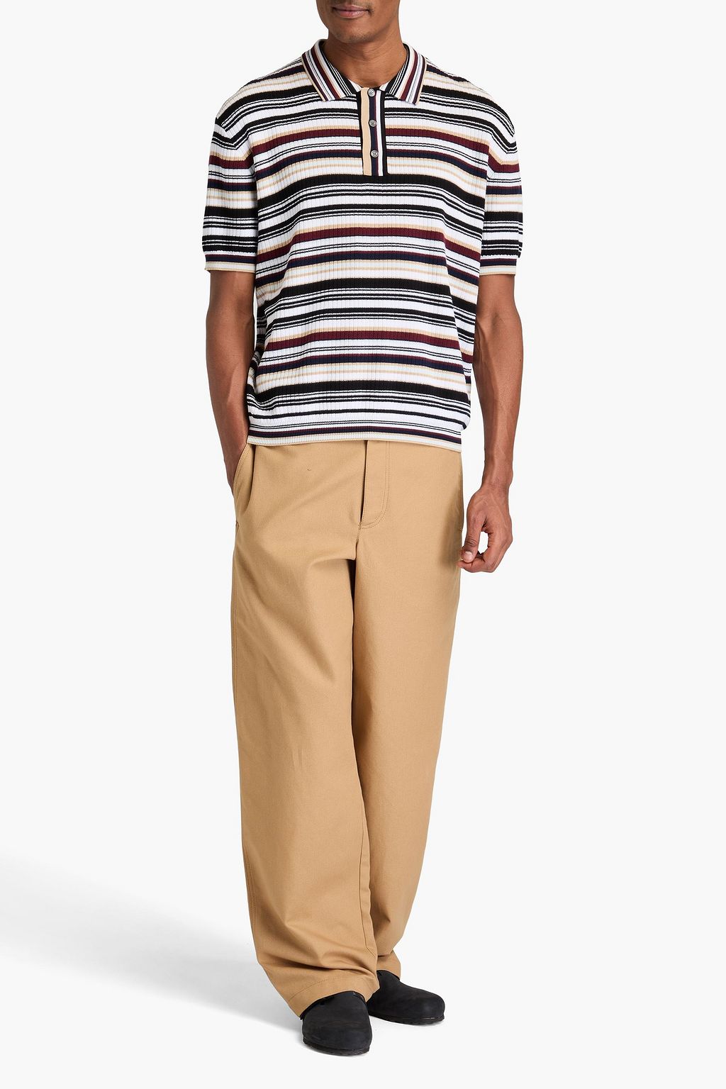 MISSONI 스트라이프 리브 코튼 폴로 셔츠
