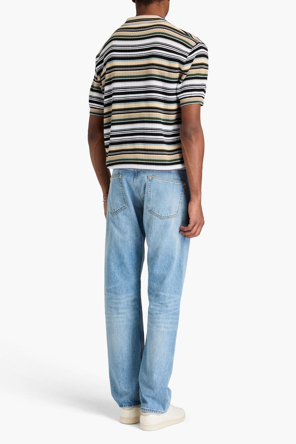 MISSONI Striped ribbed cotton polo shirt