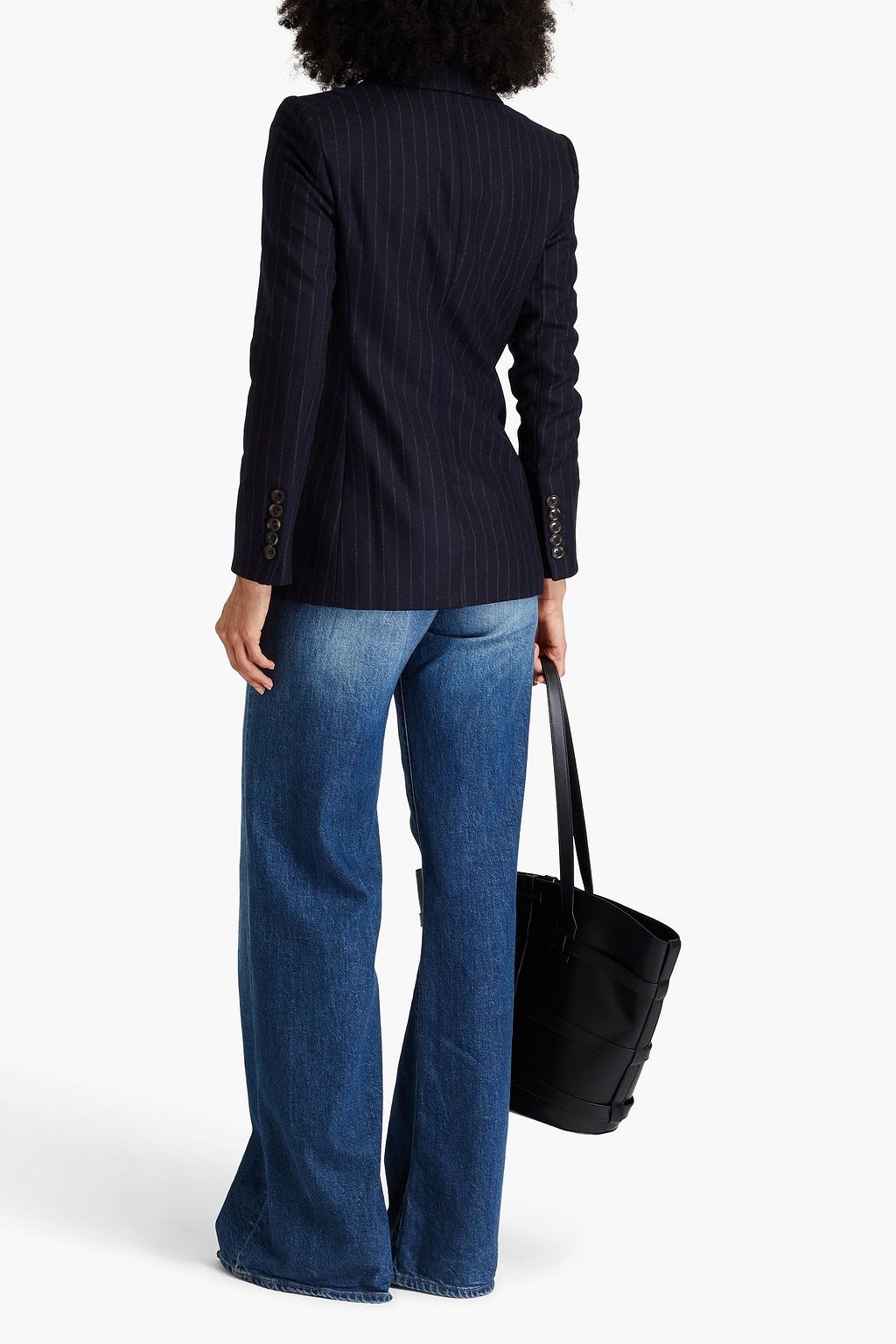 VERONICA BEARD Ellette Dickey appliquéd pinstriped wool-blend blazer
