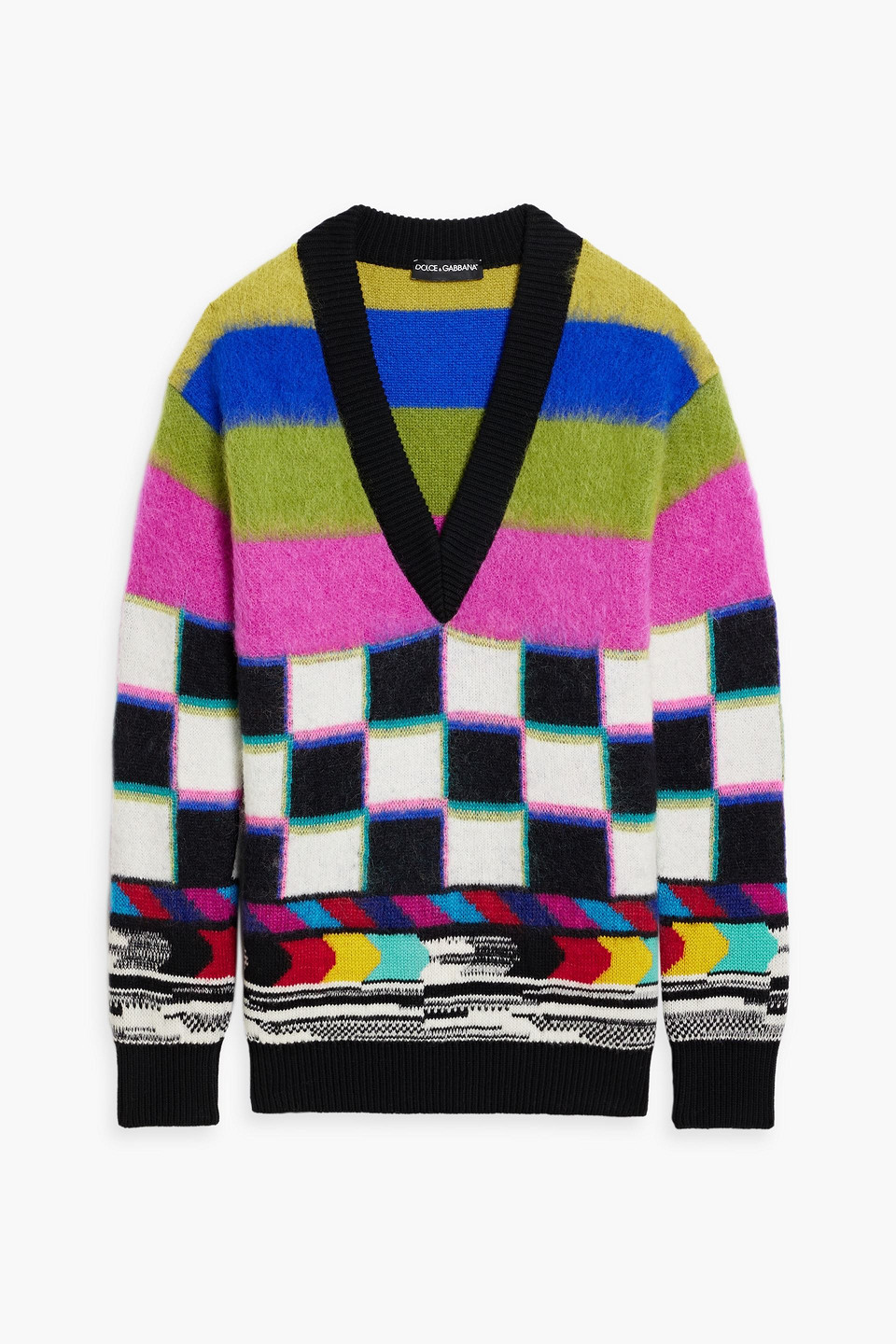 Dolce & Gabbana Graphic Pattern Wool Sweater In Multicolor
