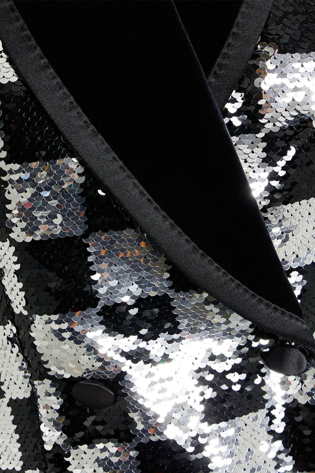 DOLCE&GABBANA Velvet-trimmed sequined checked tulle blazer