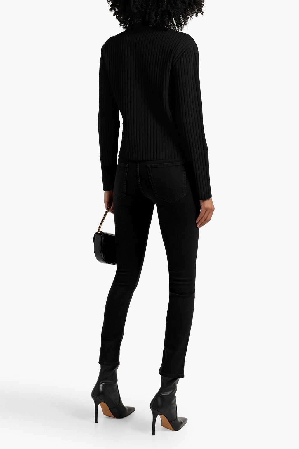 VALENTINO GARAVANI Lace-trimmed ribbed-knit sweater