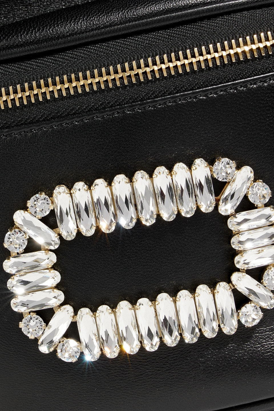 Roger Vivier Choc Buckle-embellished Leather Backpack In Black