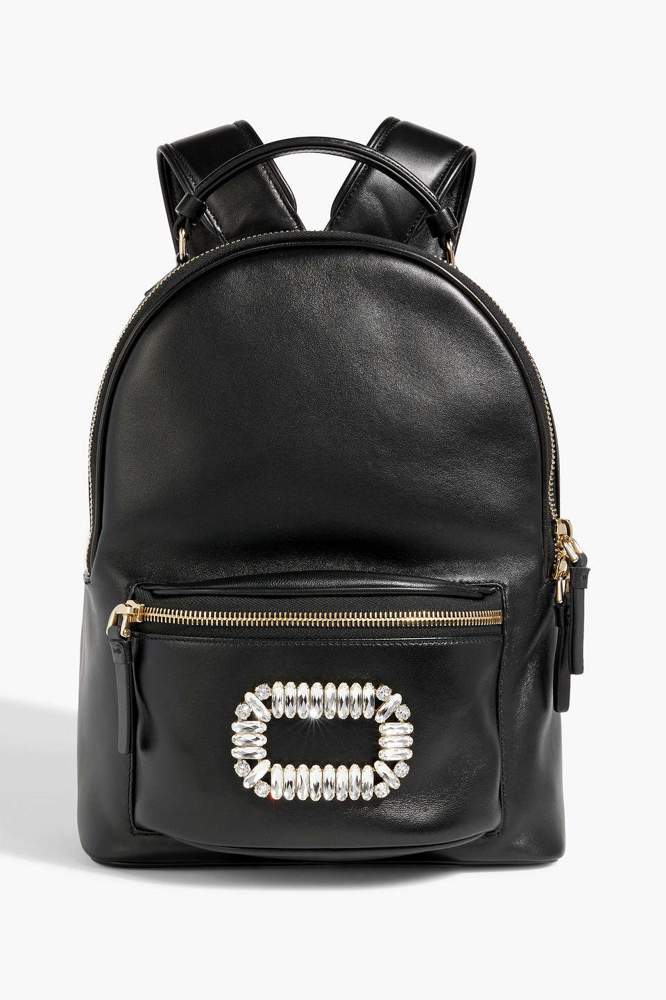 Roger Vivier Choc Buckle-embellished Leather Backpack In Black