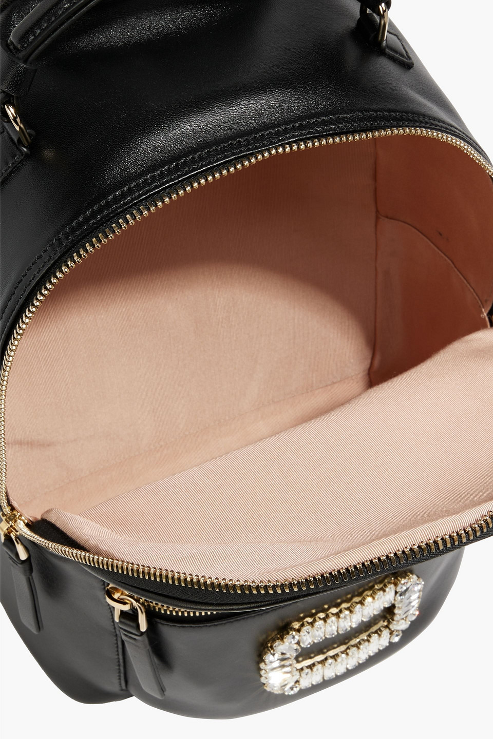 Roger Vivier Choc Buckle-embellished Leather Backpack In Black