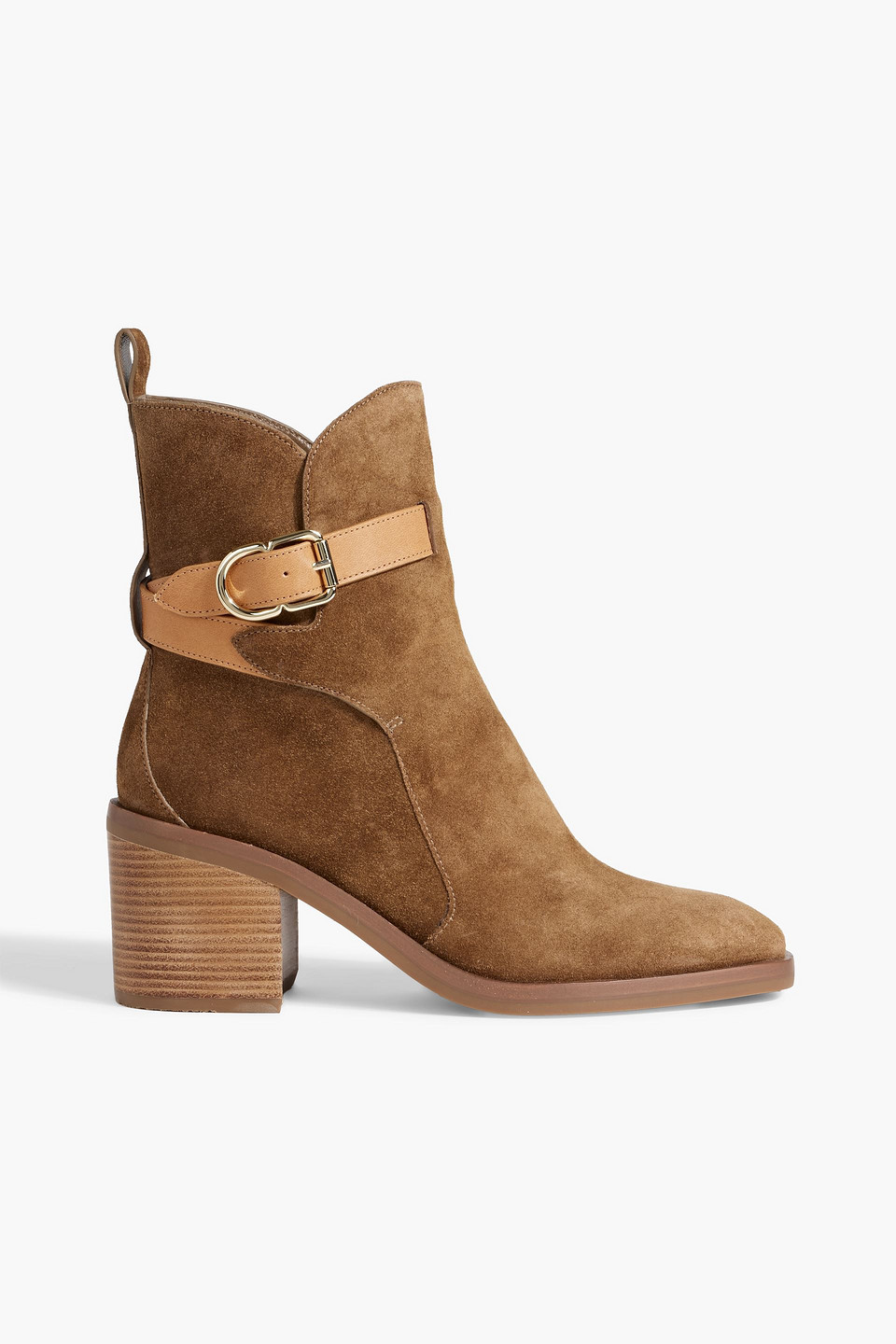 Alexa leather-trimmed suede ankle boots