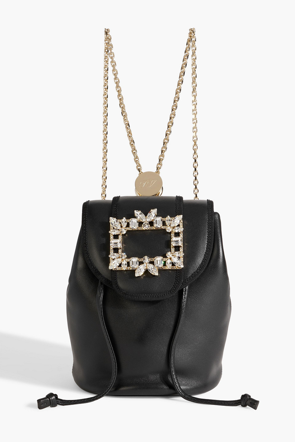 ロジェ・ヴィヴィエ☆Broche Vivier Mini Backpack AN Roger Vivier Mini Broche Embellished Leather Backpack In