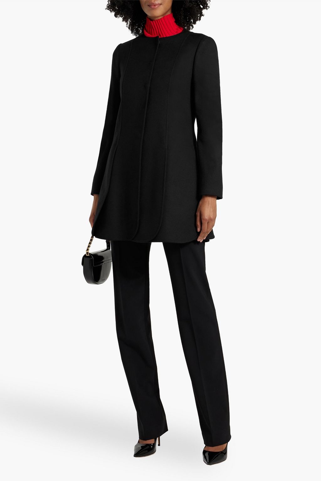 VALENTINO GARAVANI Pleated wool and cashmere-blend felt coat