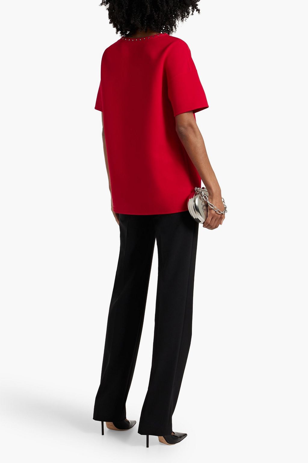 VALENTINO GARAVANI Crystal-embellished wool-crepe top