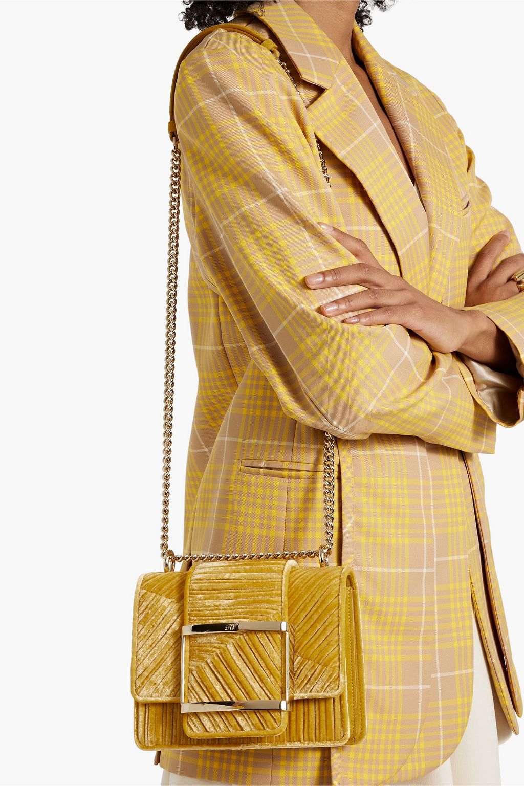 ROGER VIVIER Tres Vivier plissé-velvet shoulder bag