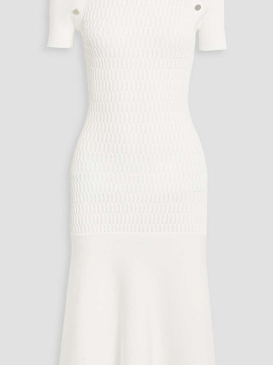 button-embellished jacquard-knit midi dress