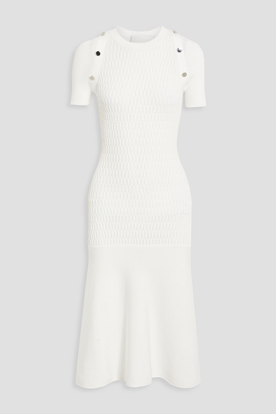 3.1 Phillip Lim Button-embellished Jacquard-knit Midi Dress In White