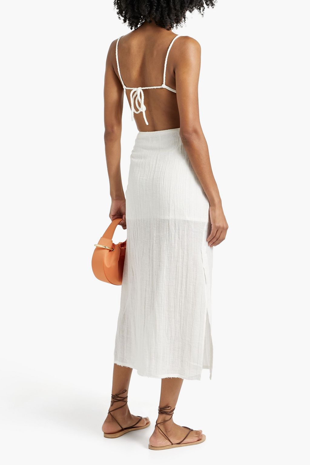 LOULOU STUDIO Savo cotton and linen-blend gauze midi skirt