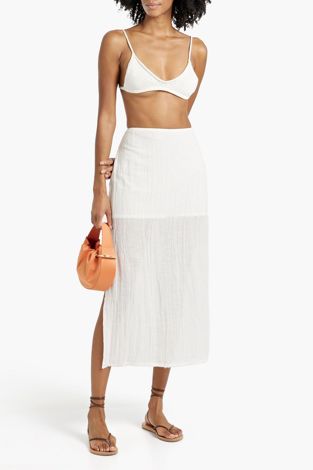 LOULOU STUDIO Savo cotton and linen-blend gauze midi skirt
