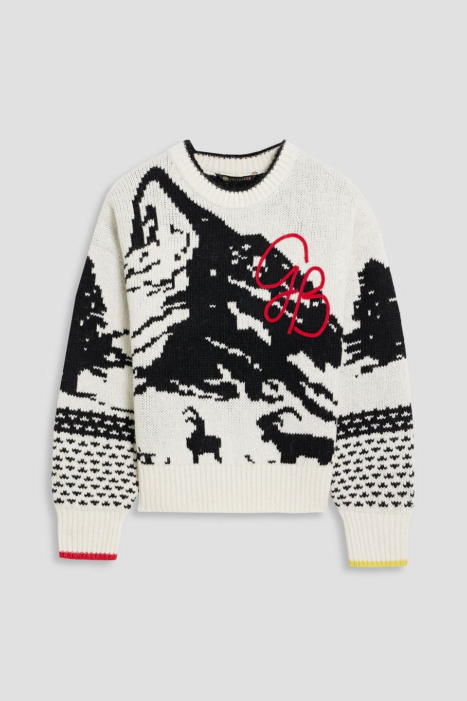 Goldbergh Embroidered Jacquard-knit Sweater In Off-white