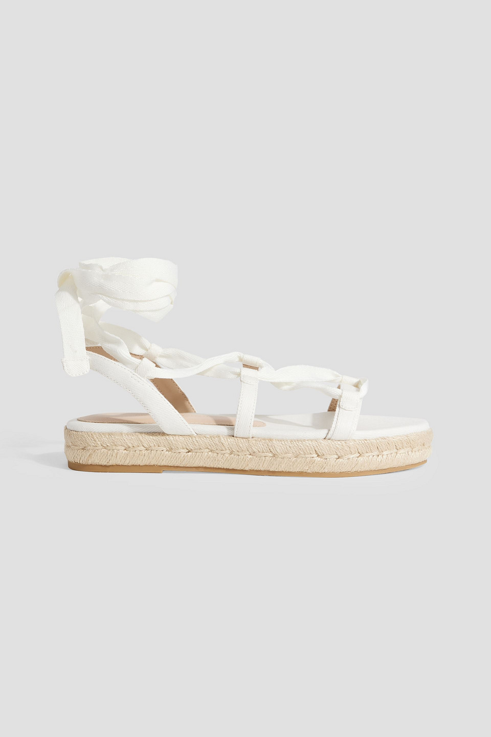 Stuart Weitzman Altdup Canvas Espadrille Sandals In White