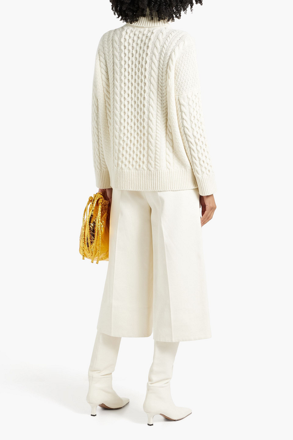 AND-DAUGHTER CABLE-KNIT WOOL TURTLENECK SWEATER