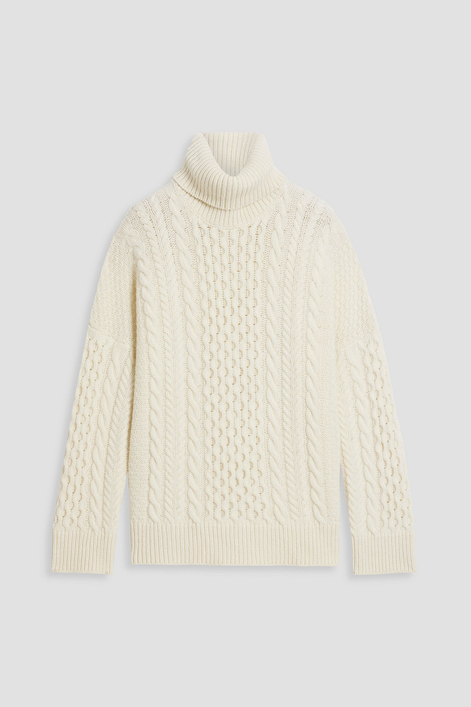 And-daughter Cable-knit Wool Turtleneck Sweater In Ivory
