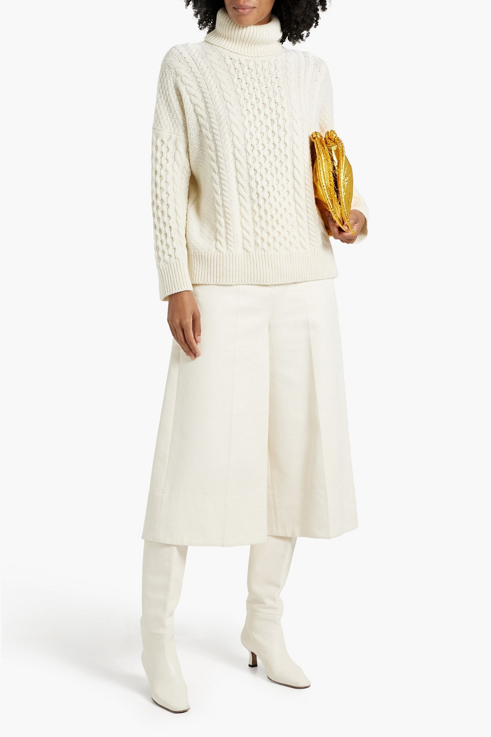 AND-DAUGHTER CABLE-KNIT WOOL TURTLENECK SWEATER