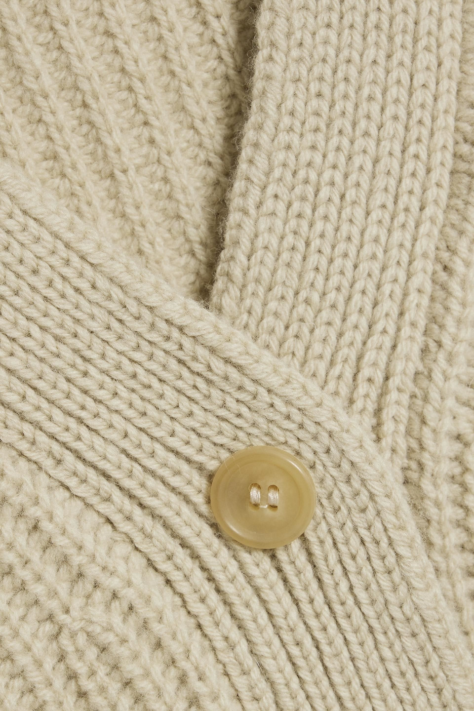 Shop And-daughter Brigid Cropped Ribbed Wool Cardigan In Beige