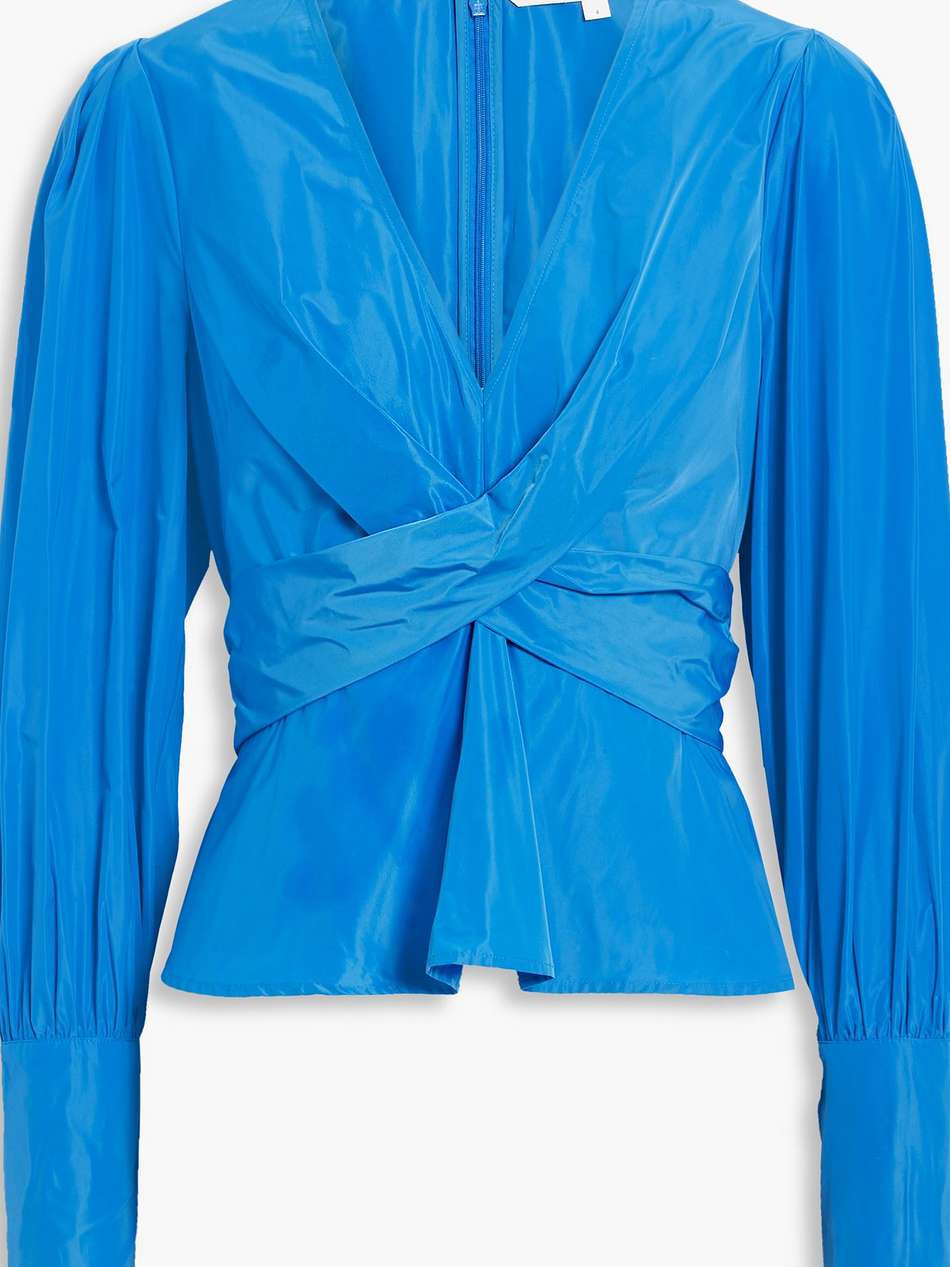 seema wrap-effect taffeta blouse