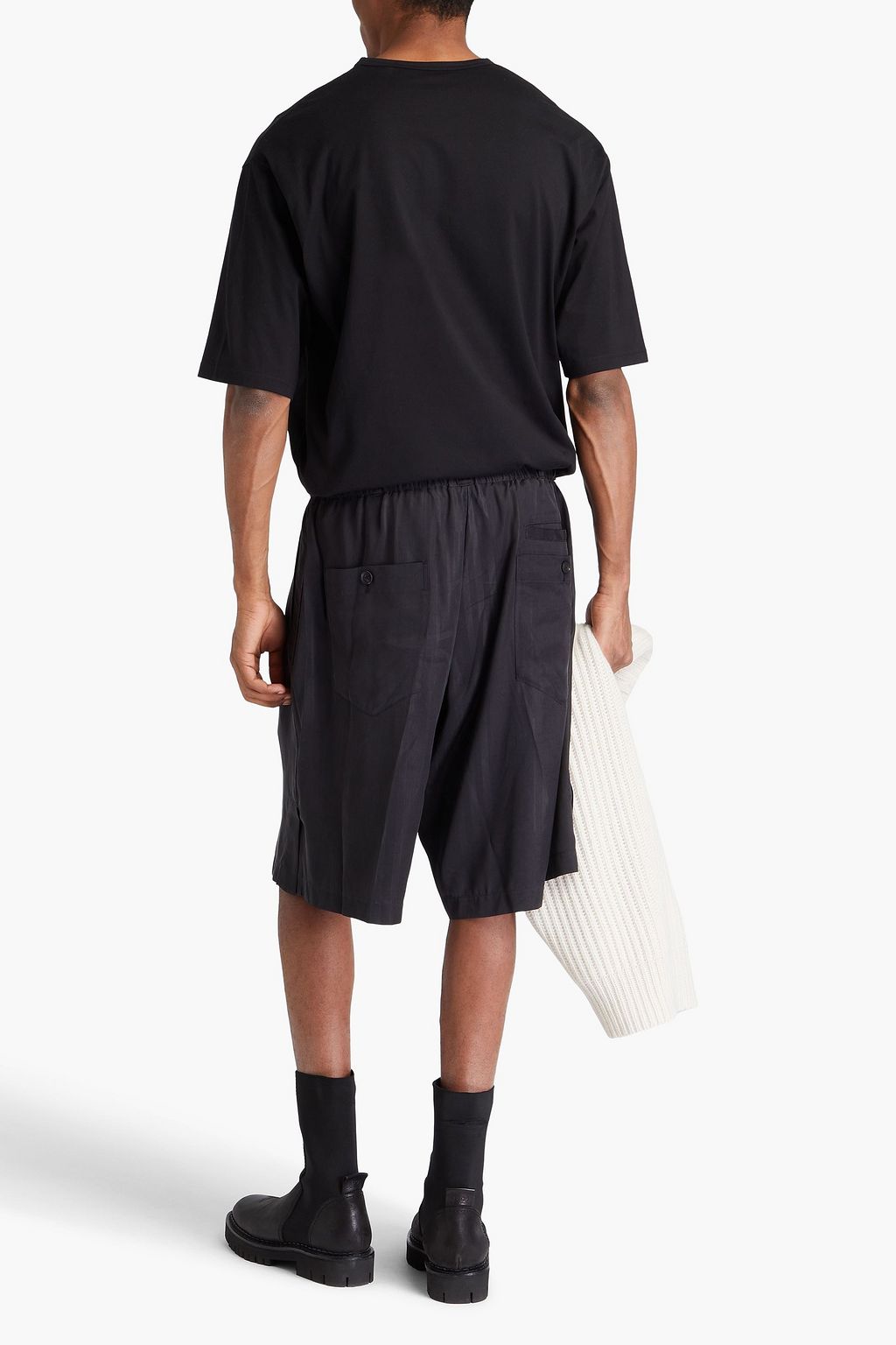 Y-3 Striped cupro-blend satin shorts