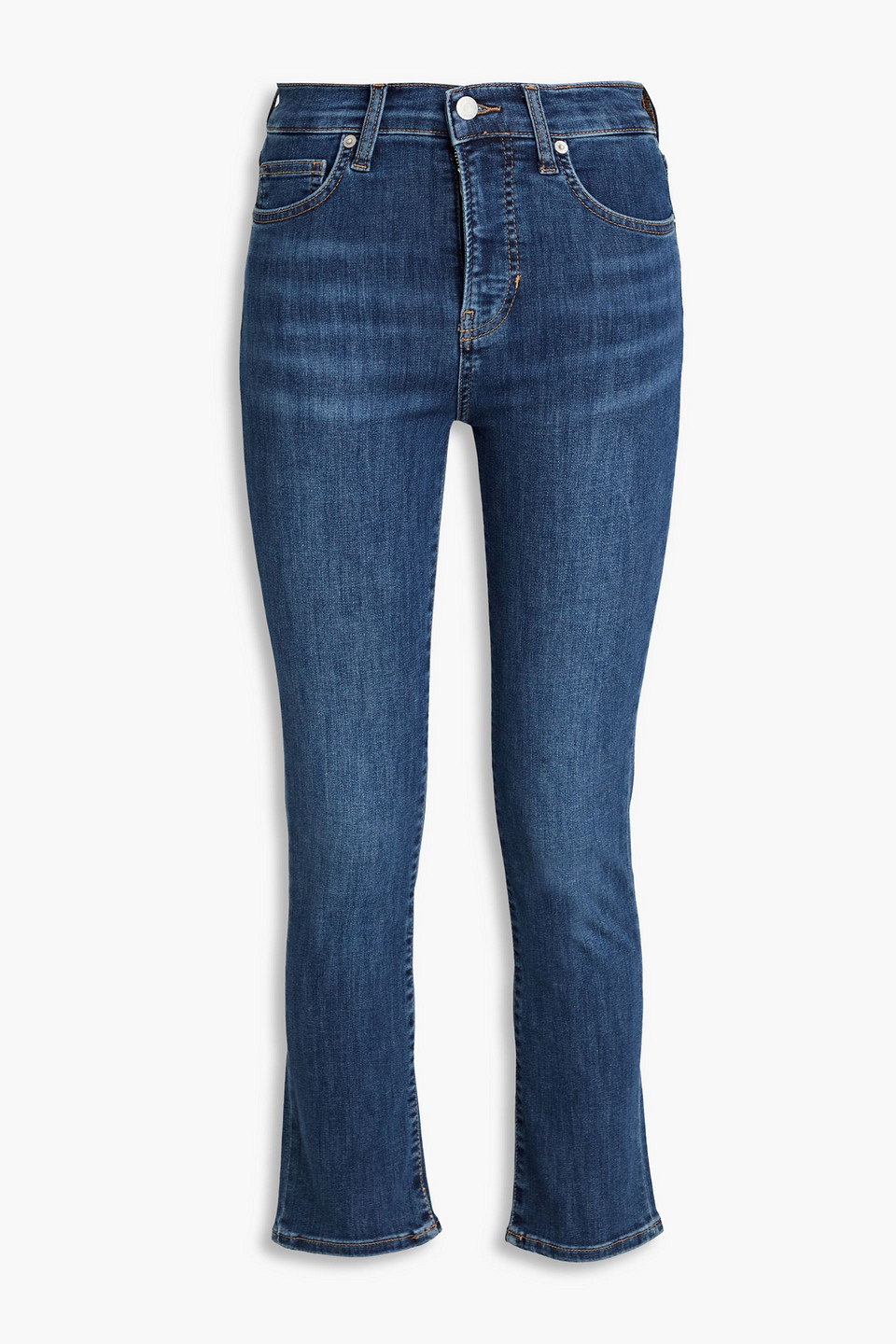 Veronica Beard Carly Cropped High-rise Kick-flare Jeans In Dark Denim
