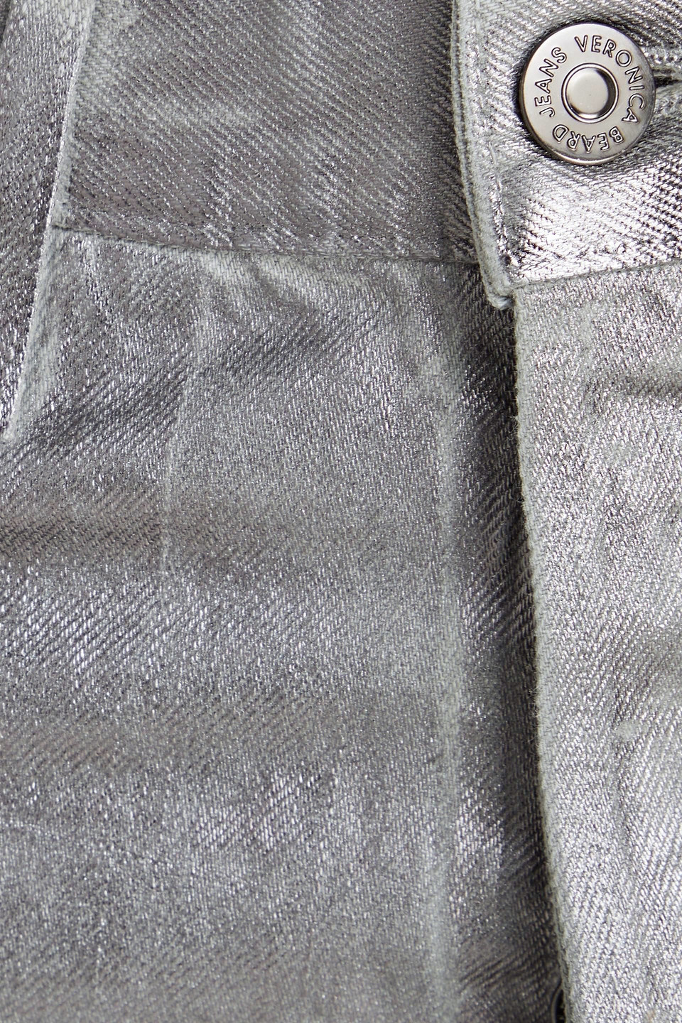 Veronica Beard Carson Metallic High Rise Ankle Jean In Light Grey In Gray