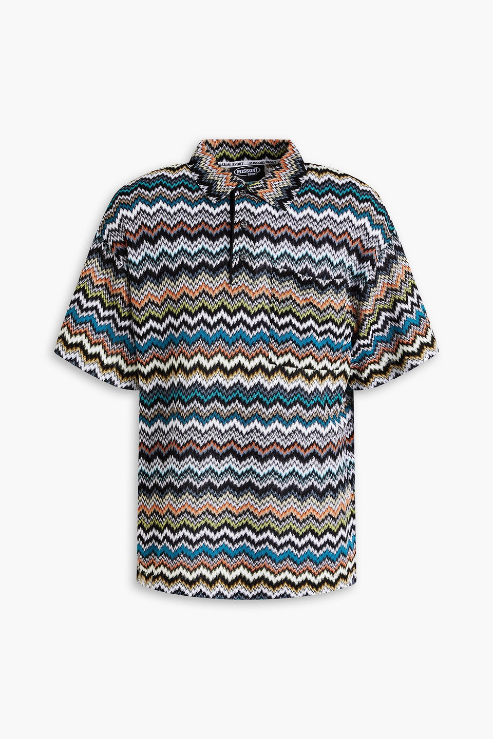 Crochet-knit polo shirt