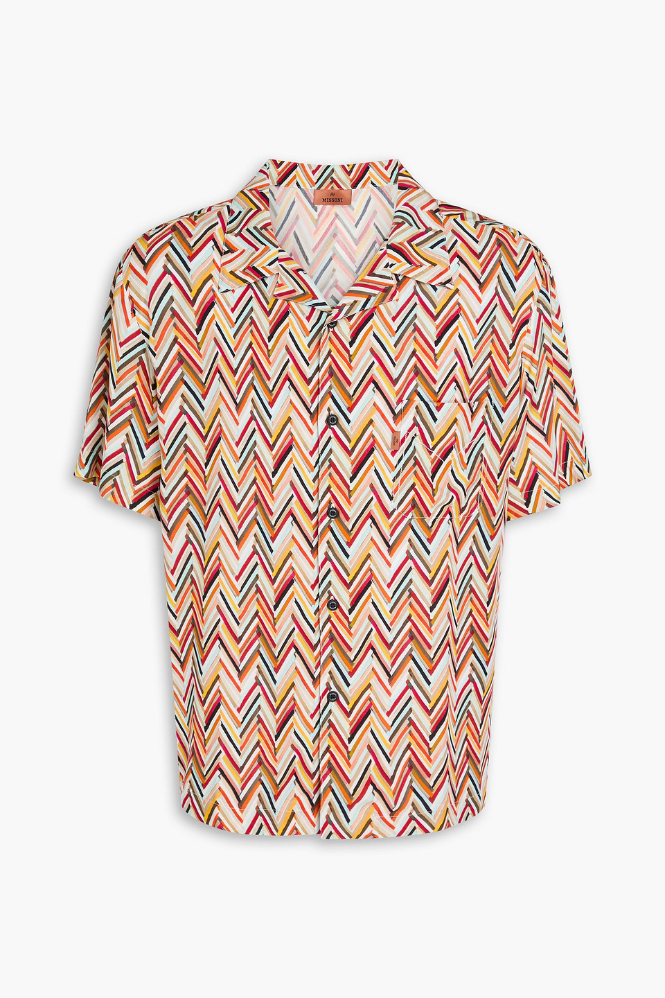 Missoni Printed Woven Shirt In Crimson