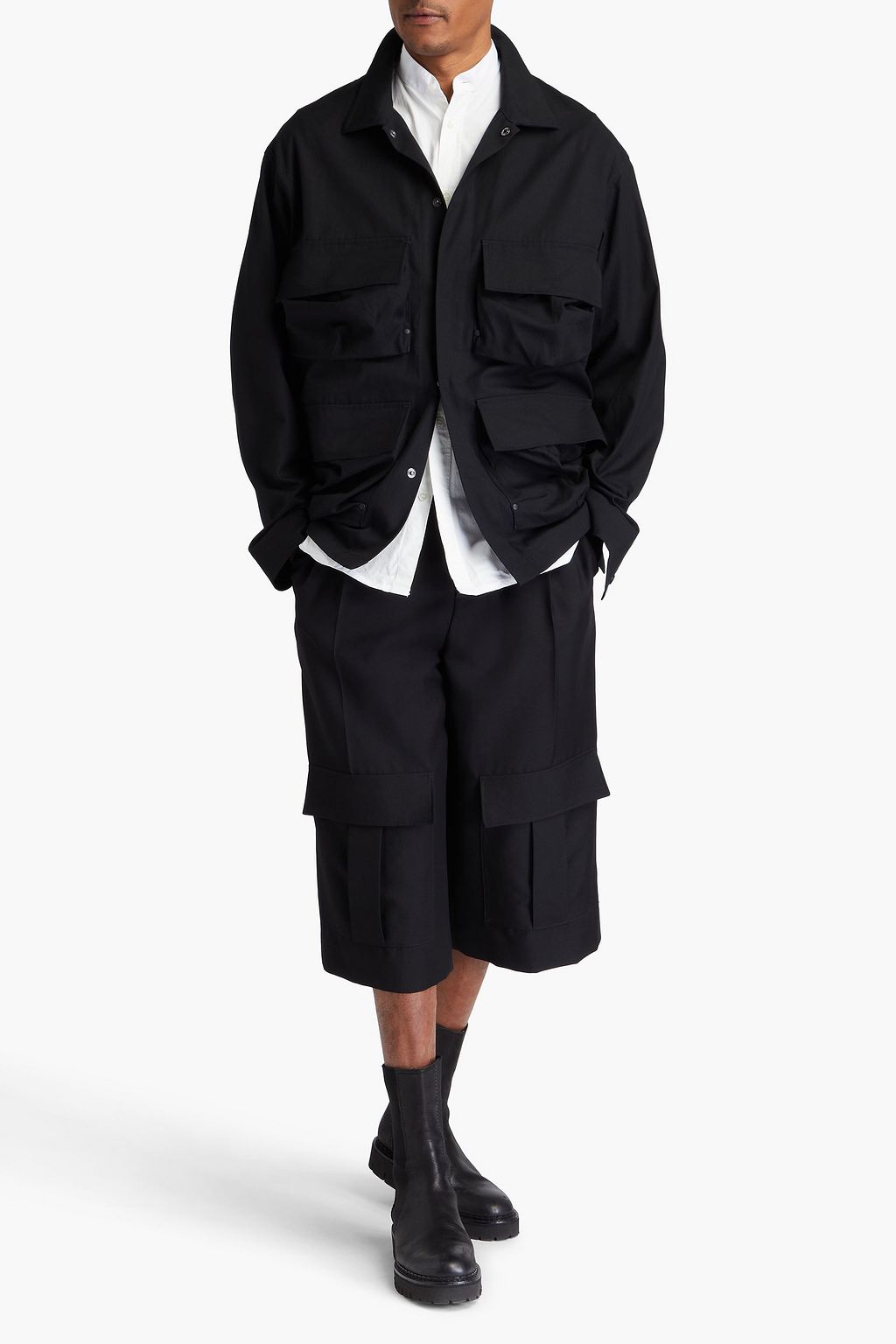 Y-3 아플리케 장식 핀스트라이프 울 혼방 블레이저