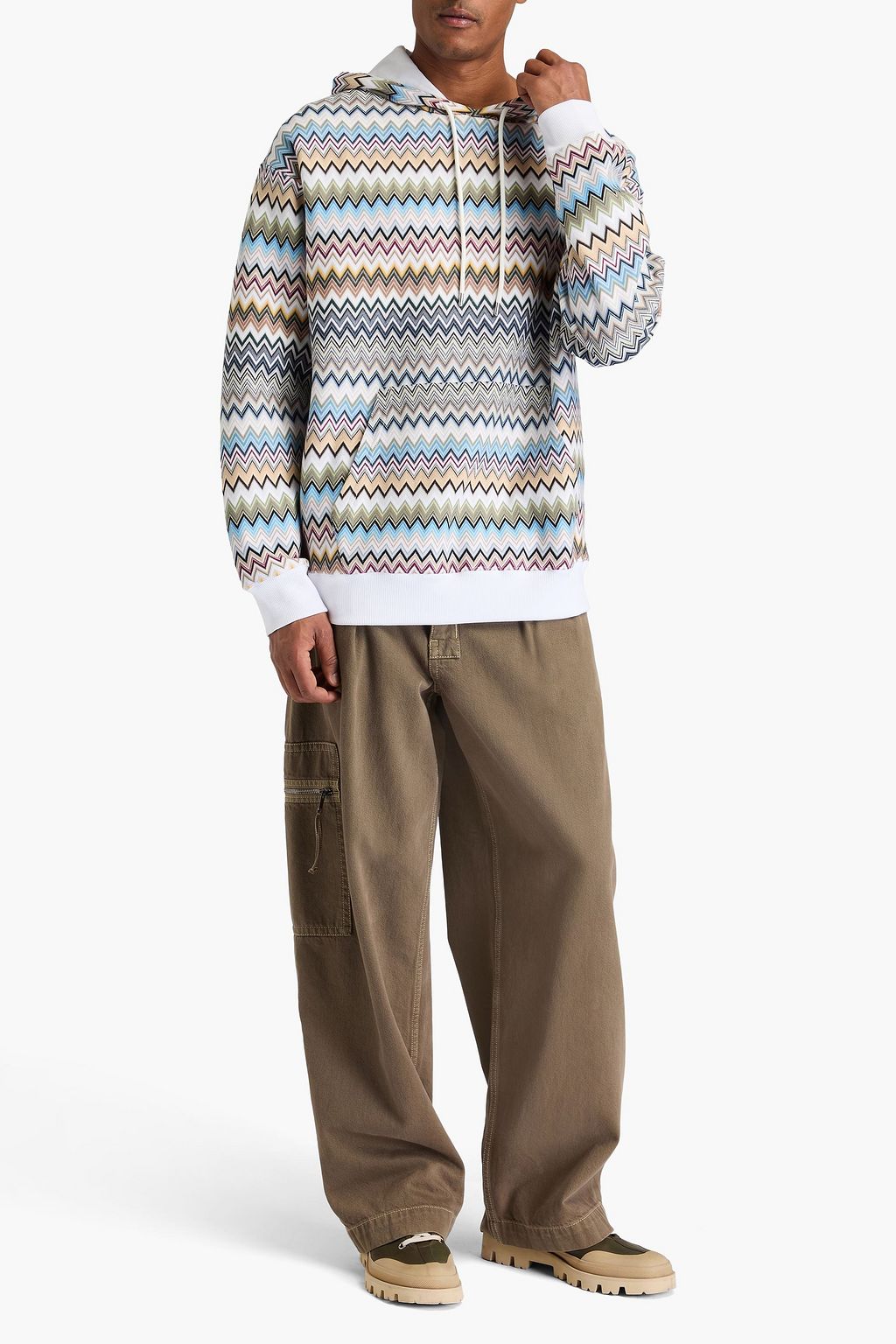 MISSONI كنزة هودي من قطن تيري فرنسي مطاطي